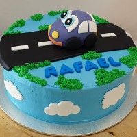 Car - Little Car on Road Birthday Cake